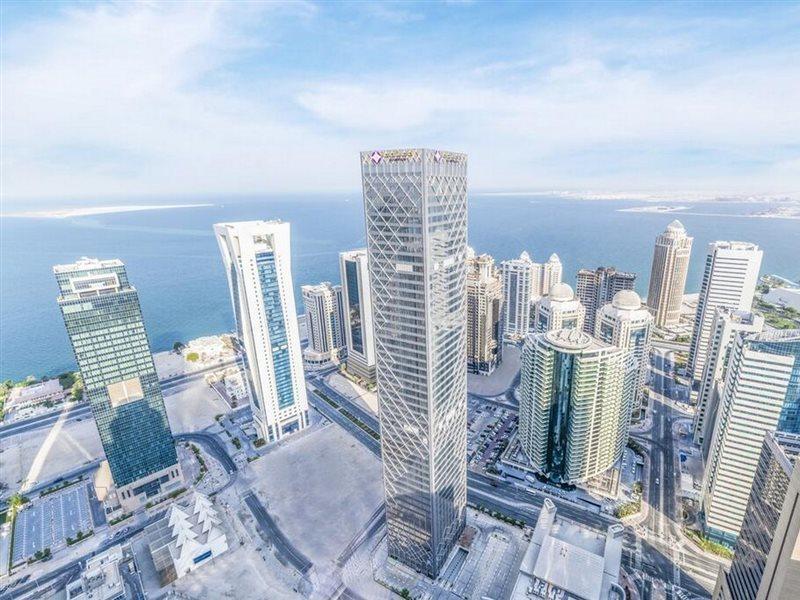 Aleph Doha Residences, Curio Collection By Hilton Exterior foto Aerial view of the West Bay district